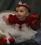 NEW Rare Editions Red Velvet Baby Dress with White Ruffled Organdy Skirt (HOC0712)